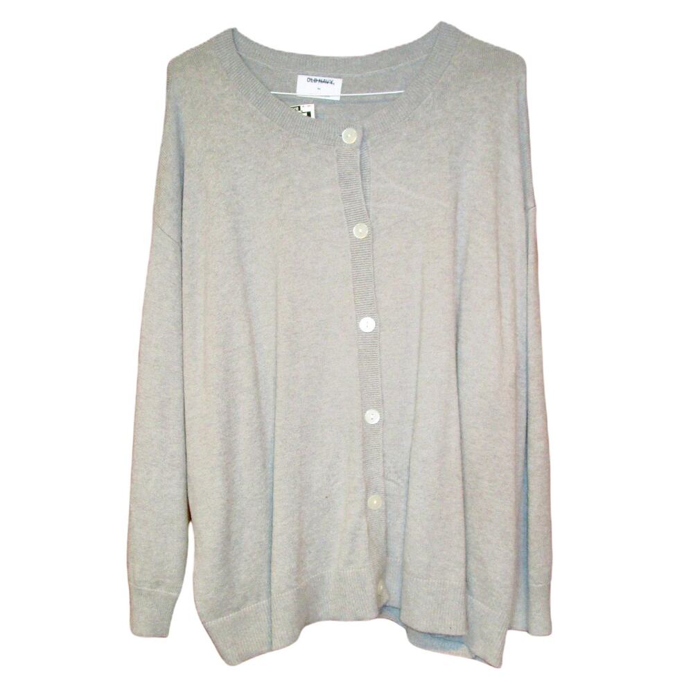 Old Navy Women's Gray Cardigan Sweater Size 4X Button-Front Soft Knit Minimalist